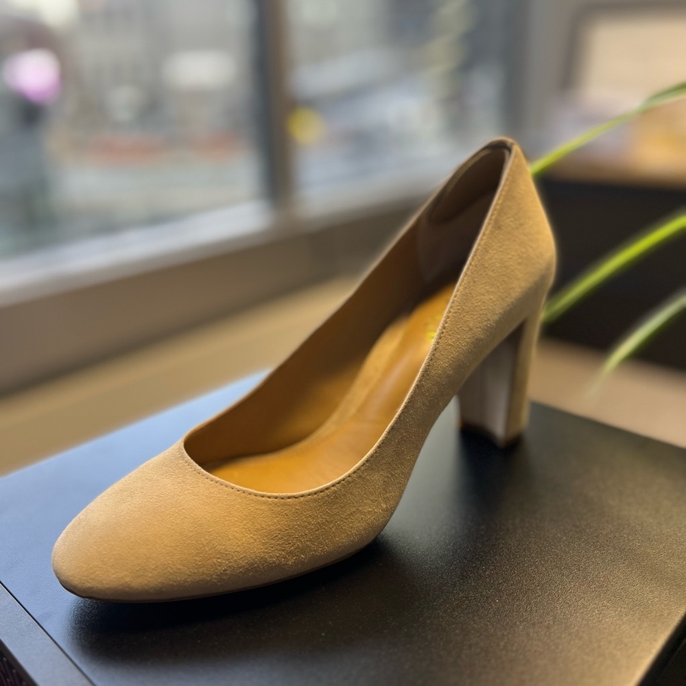 Ralph Lauren Tan Suede Block Heels 9